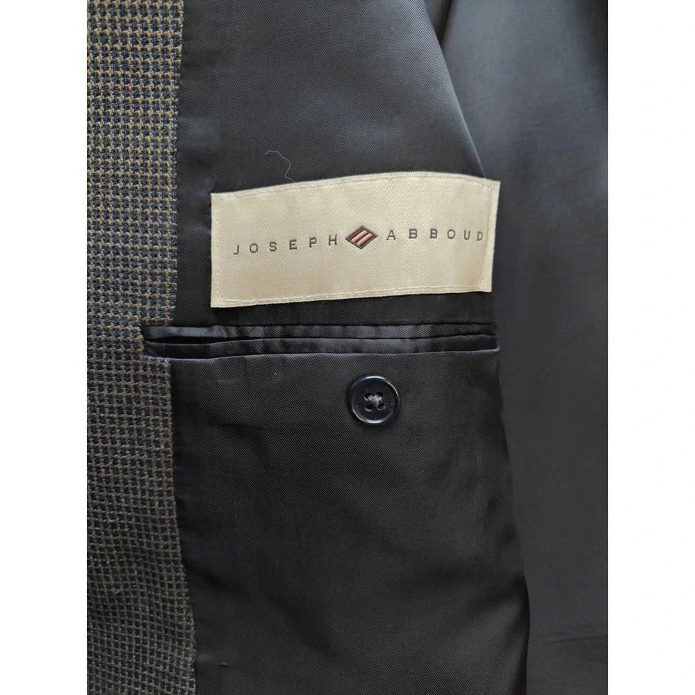 Joseph Abboud Mens Sports Coat 42R Black Gold Geometric Made in USA 3 Button